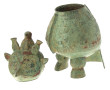 CHINE - Pot couvert en bronze à patine v