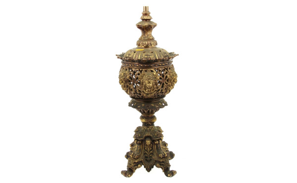 Très beau pied de lampe en bronze et lai