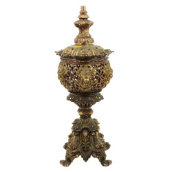 Très beau pied de lampe en bronze et lai