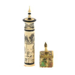 Tabatière et petite boîte à décor de per