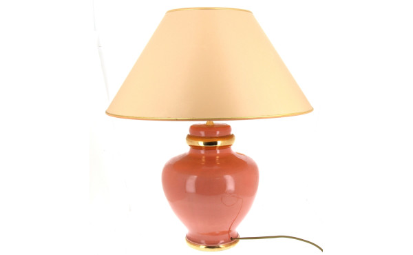 Lampe en faïence dans les tons saumon et