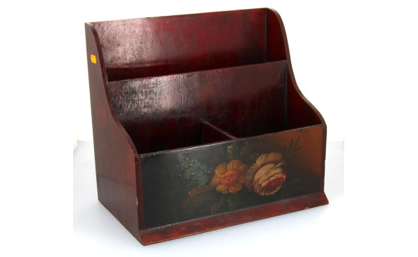 Grand porte-courrier et revue en bois ve