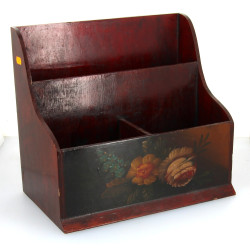 Grand porte-courrier et revue en bois ve