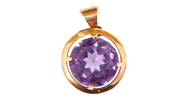 Pendentif en or jaune 14 cts et améthyst