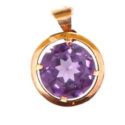 Pendentif en or jaune 14 cts et améthyst