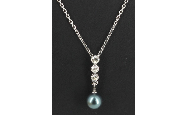 SWAROVSKI - Collier en métal, perle gris