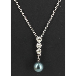 SWAROVSKI - Collier en métal, perle gris