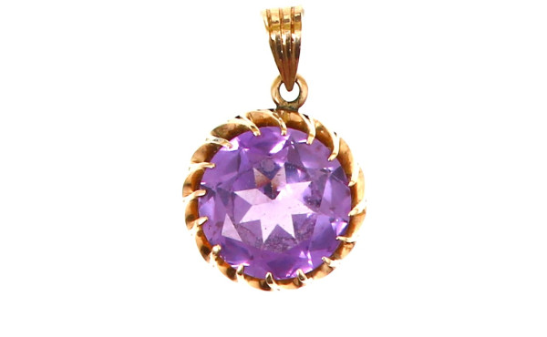 Pendentif en or jaune 14 cts et améthyst