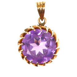 Pendentif en or jaune 14 cts et améthyst