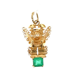 Pendentif style inca en or jaune 14 cts,