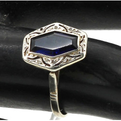 Bague ancienne en or gris 18 cts, sertie