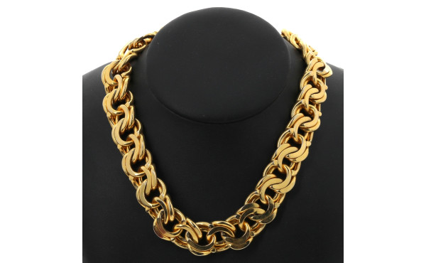 Collier en métal doré à maille plate fan