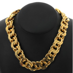 Collier en métal doré à maille plate fan
