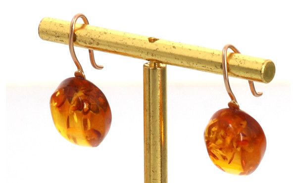Paire de BO en ambre et or 14 carats, po