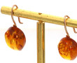 Paire de BO en ambre et or 14 carats, po