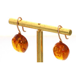 Paire de BO en ambre et or 14 carats, po