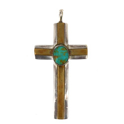 Pendentif croix, travail amérindien, en 