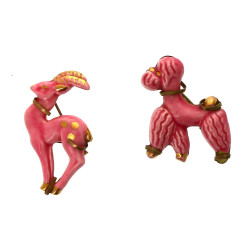 Deux broches années 50 en céramique rose