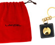 LANCEL - Porte-clé en métal doré et cuir