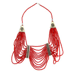 Important collier ethnique en alliage d'