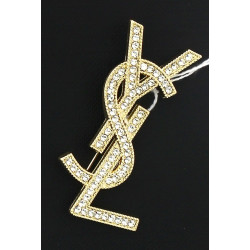 YVES SAINT-LAURENT - Broche YSL en métal