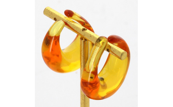 BACCARAT - Paire de BO en cristal jaune,