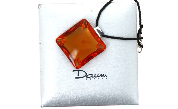 DAUM - Pendentif en cristal orangé, 3,5 