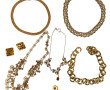 Lot de bijoux en métal doré : 4 colliers