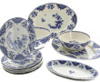 GIEN - Décor en camaïeu bleu de fleurs e
