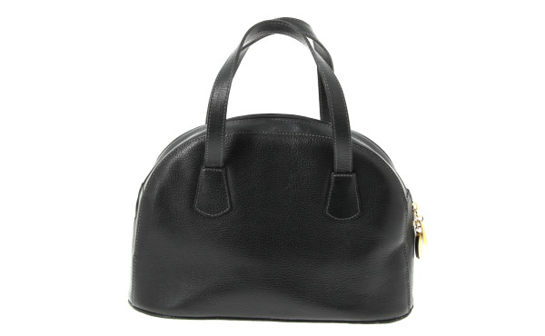 Sac à main de dame en cuir noir, 2 anses