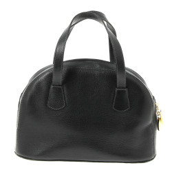 Sac à main de dame en cuir noir, 2 anses