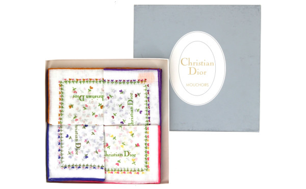Christian DIOR - 4 mouchoirs en coton, n