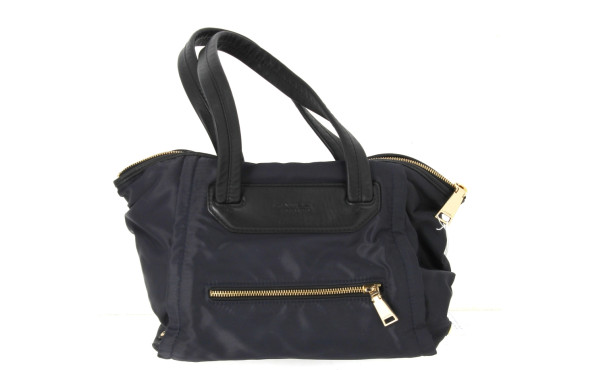 LANCEL - Sac en toile et cuir noir, avec