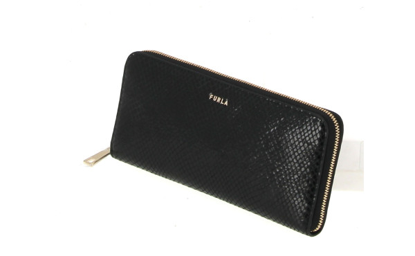 FURLA - Compagnon cuir noir façon serpen