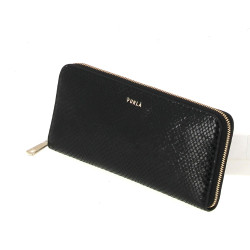 FURLA - Compagnon cuir noir façon serpen