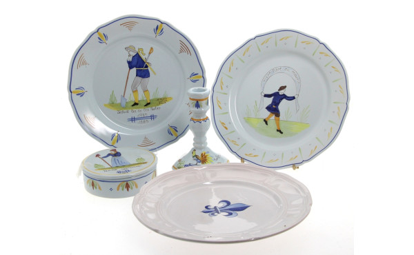 QUIMPER - Lot de 5 pièces en faïence pol