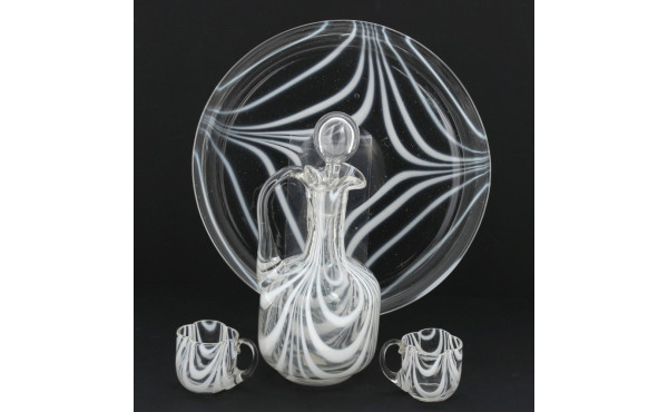 Service à liqueur ancien en verre transp