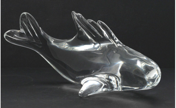 DAUM - Poisson en cristal marqué à la ba