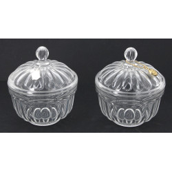 GUERLAIN - 2 pot couverts en verre moul