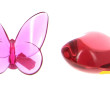 BACCARAT - Papillon rose et cœur rouge, 
