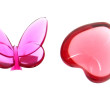 BACCARAT - Papillon rose et cœur rouge, 
