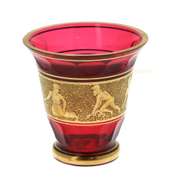 Vase à col évasé en cristal rouge et or 