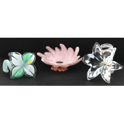 MURANO - 2 fleurs e verre mouchété et un