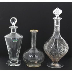 Lot de 3 carafes anciennes en cristal et