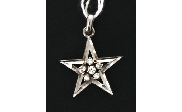 Pendentif étoile en or gris 18 cts, poin