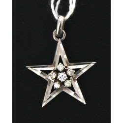 Pendentif étoile en or gris 18 cts, poin
