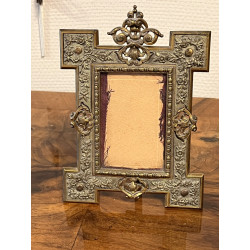 Joli cadre porte-photo XIXe en bronze. H
