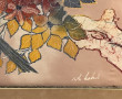 "Oiseaux branchés et fleurs", soie peint