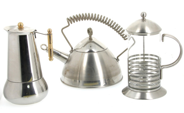 Lot de 2 cafetières design en inox, l'un