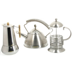 Lot de 2 cafetières design en inox, l'un